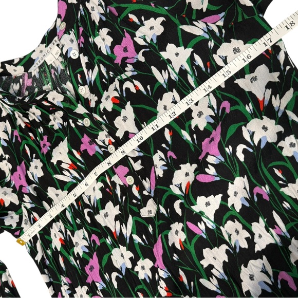 Veronica Beard Cecilia Black Floral Midi Shirt‎ Dress Chic Sophisticated Size 4 - Picture 7 of 10
